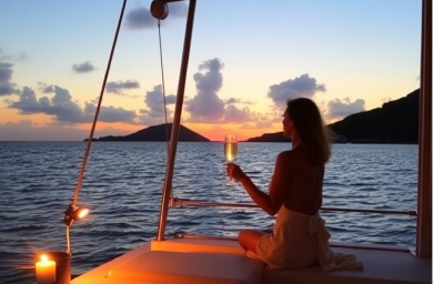 Sunset cruise with sailing boat and romantic atmosphere